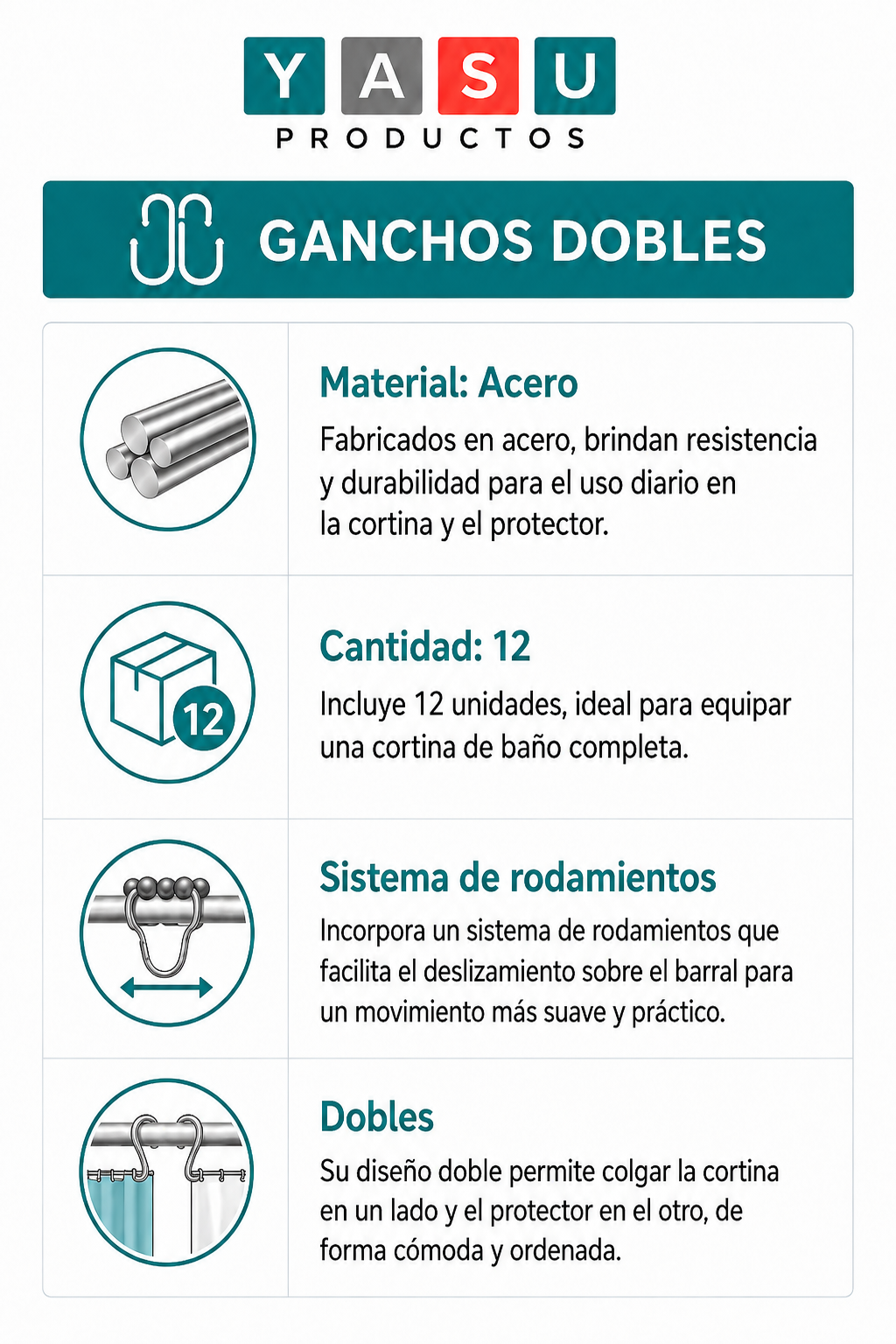 Caracteristicas ganchos dobles